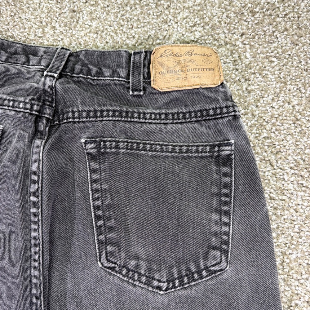 Vintage Eddie Bauer Black Denim Jeans Faded Relaxed Fit Size 30X29 USA Made - Picture 5 of 9